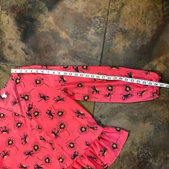 Gap Women’s Pink Poppy V-neck Blouse Size Small - Picture 8 of 11